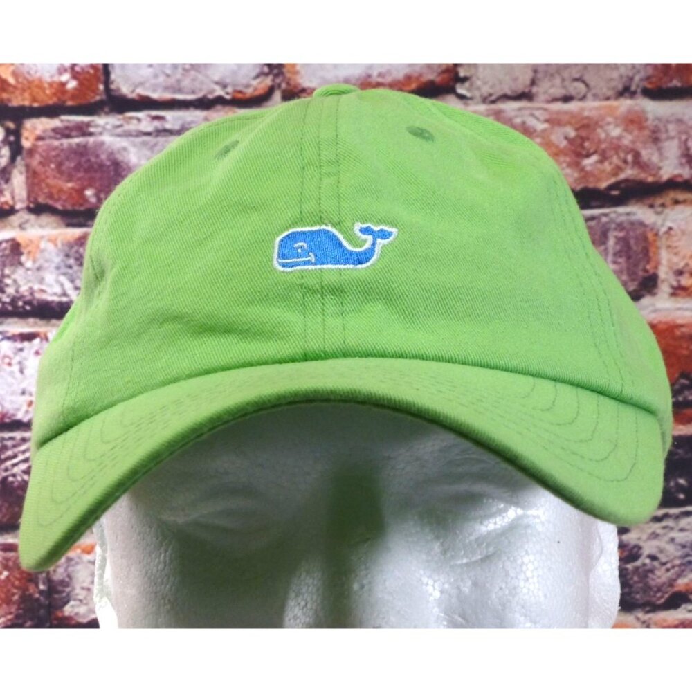 Vineyard Vines Hat Cap Strap Back Green Blue Whale Logo Casual Preppy Mens